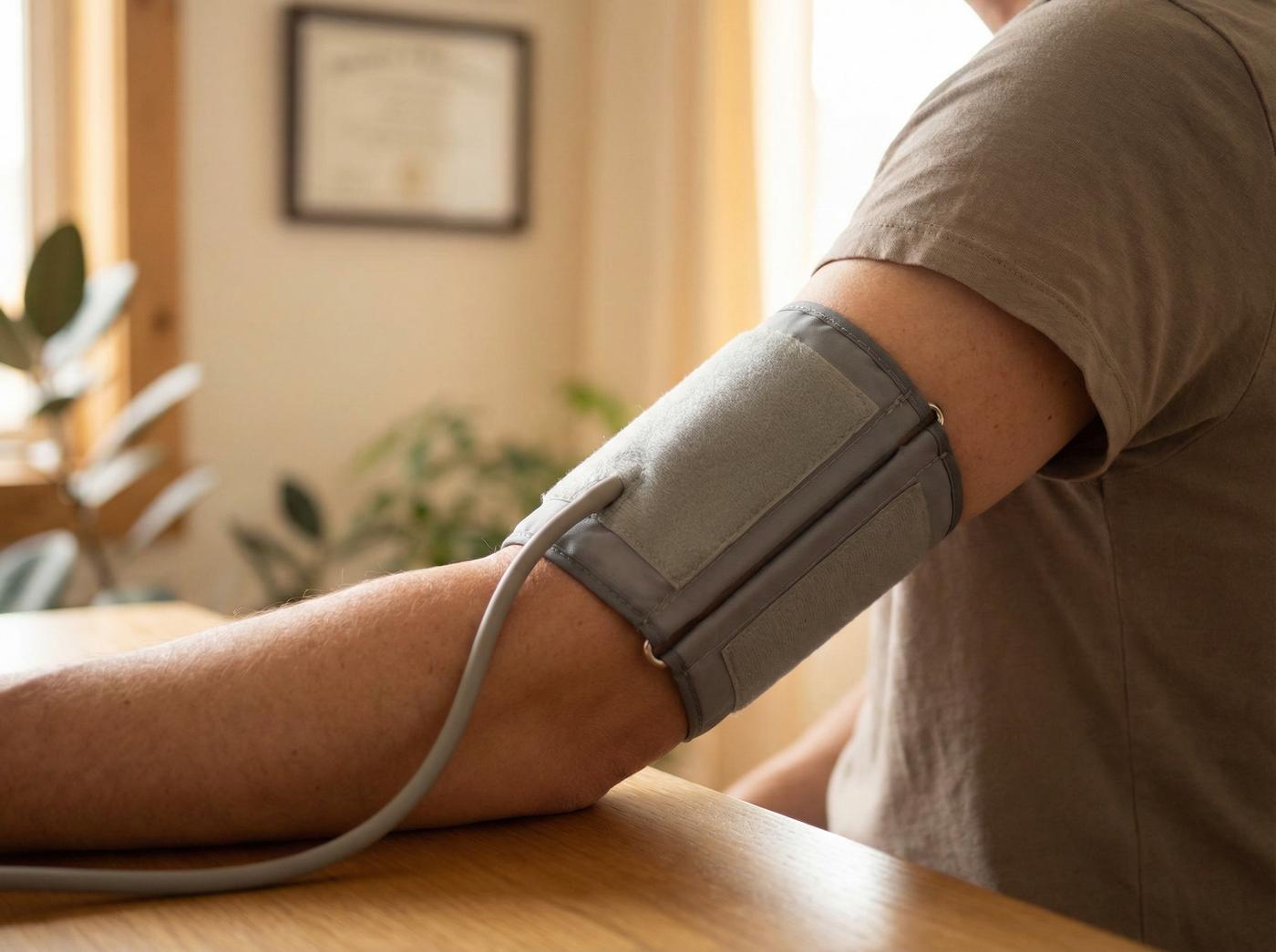 Blood pressure cuff on upper arm